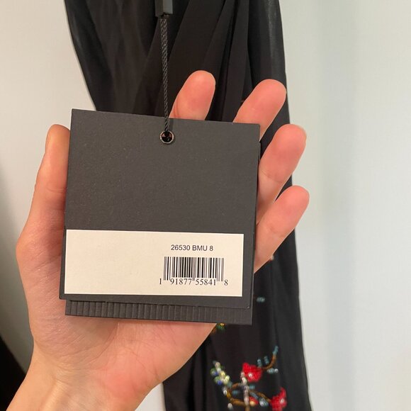 Mac Duggal Faux Wrap Multi Colored Beaded Floral Gown - Picture 11 of 14